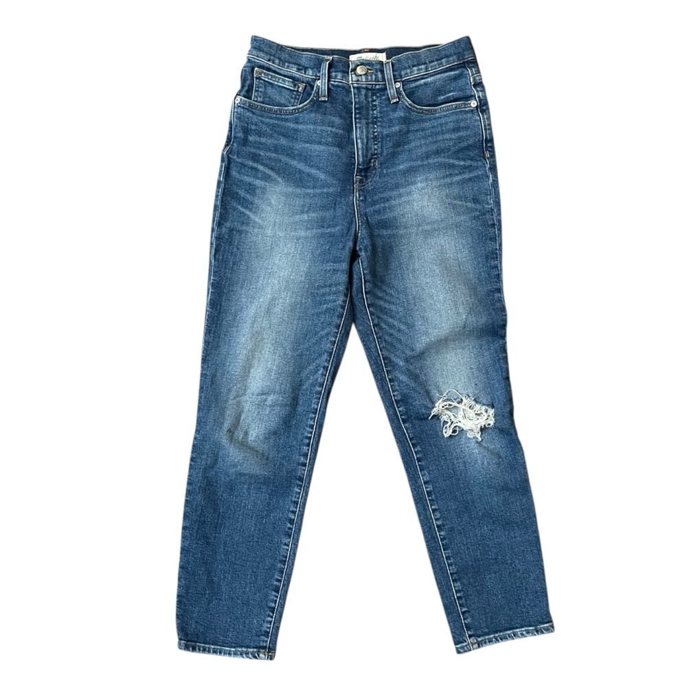 Madewell Blue‎ Straight Leg Jeans with Distressed Details